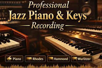 record soulful studio quality jazz piano, keyboard, hammond, rhodes, wurlitzer