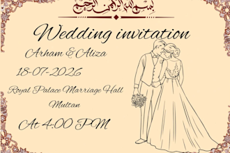 wedding mehndi walima islamic invitation card