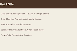 do data entry, excel work with accuracy
