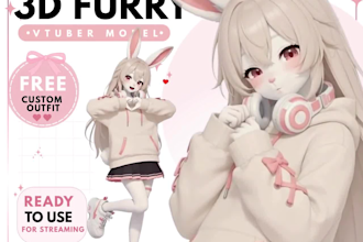design a custom live2d anime furry chibi vtuber avatar and vrchat avatar