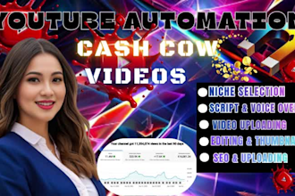 create youtube automation cash cow videos with script, voiceover and editing