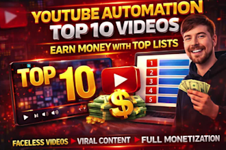 setup youtube automation channel and create top10 videos