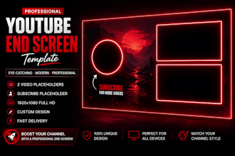 design a custom youtube end screen or end card template
