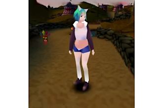 do ps1, n64, psx retro 3d low poly model and character for vtuber and game