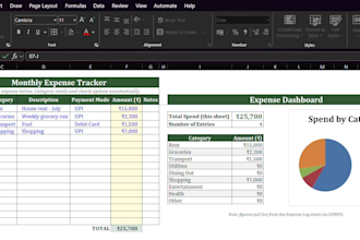 create a professional excel expense tracker with dashboard