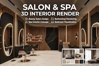 design 3d render of beauty salon, spa barbershop, hair salon bedroom interior