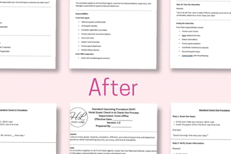 write a professional sop or process document for your business