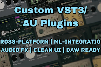 develop and fix vst audio plugins, gui, midi, synths, sound design, juce, fx daw