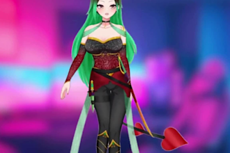 create female anime vtuber model with live2d rigging