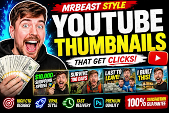 design viral mrbeast style youtube thumbnails