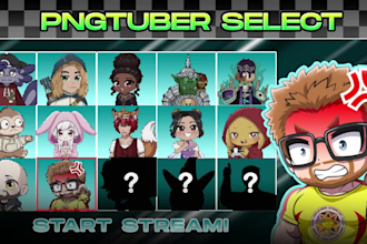 create a cute cartoon png tuber for obs, discord and twitch