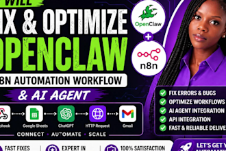 fix and optimize your openclaw n8n automation workflow and ai agent