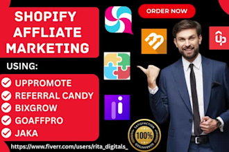 setup shopify affiliate marketing uppromote referral candy bixgrow goaffpro jaka