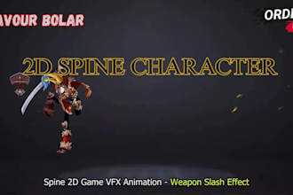 create spine 2d game animations, character rigging, vfx and unity ready