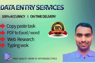 create excel sheet and data entry work