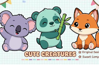 design cute kawaii chibi animal mascot logo for your product, brand or vtuber