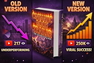 create a cinematic book trailer, book teaser and amazon kdp book promo video
