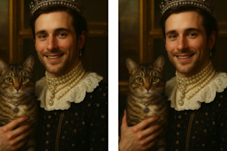 create a custom royal pet and owner portrait