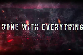 make an epic dark animated metal lyric video with aggressive cinematic animation