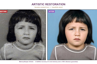 artistically rebuild severely torn, ripped and water damaged photos