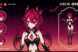create custom 2d vtuber model for live2d, vtube studio and streaming
