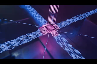create a futuristic scifi 3d hologram style logo animation