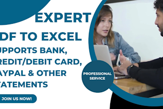 convert bank and paypal statements PDF to excel accurately
