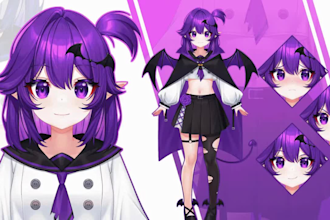 design pngtuber model, pngtuber live2d avatar in anime style and vtuber assets