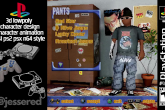 3d ps1 ps2 psx lowpoly character design, animation for games vtuber visualizer
