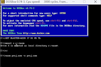 do x86 assembly language, nasm, mips, arm for 8086 on dosbox