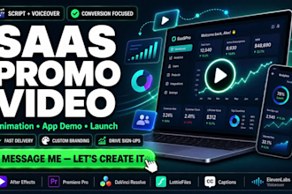 make saas promo video software app demo 2d animation explainer website launch ad