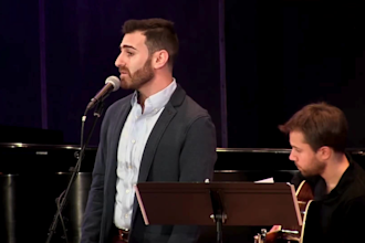 compose musical theater songs, provide male vocals, songwriting and jazz music