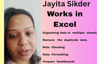 data entry, data cleaning, and preparing a dashboard