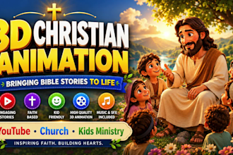 create 3d ai bible story, christian story, pixar disney style animation for kids
