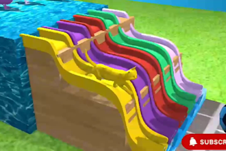 create 3d crossing fountain cartoon for kids paint animals