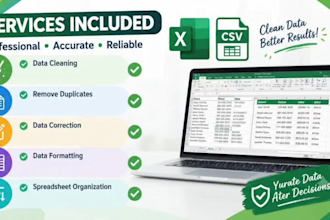 clean , format and organise your excel or CSV data