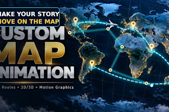 create custom ai 2d 3d map animation video travel route and documentary video