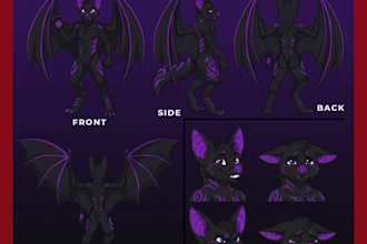 draw custom reference sheet for your character, furry, fursona or vtuber