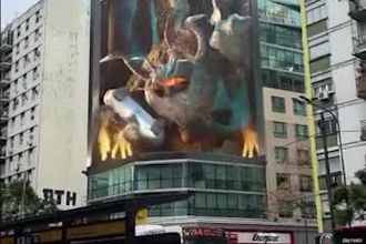 create 3d anamorphic animation billboard animation led screen display cgi video