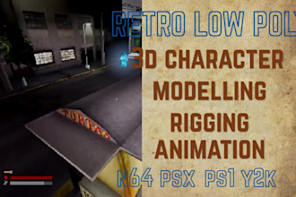 create retro low poly 3d character modeling rigging and animation in psx n64 y2k