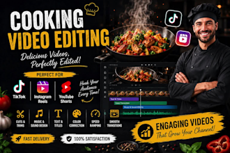 edit cooking videos, food reviews and cooking tutorials