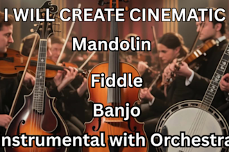 create cinematic mandolin fiddle banjo instrumentals with orchestral