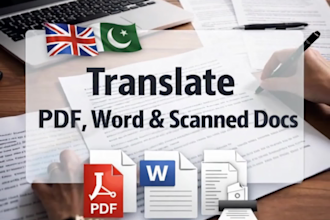 translate PDF word scanned documents from english to urdu