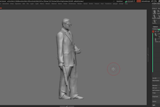 sculpt a high quality 3d printable character, statue