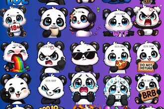 sell premade panda emotes emojis set for twitch, kick, discord, youtube