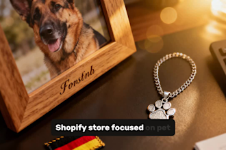create a shopify pet memorial store for germany with eu suppliers