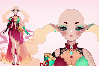 draw and rig live2d vtuber model, 2d vtuber model, 2d anime vtuber commission