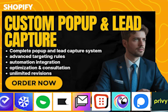 setup shopify custom popups lead capture privy poptin popupsmart optimonk seguno