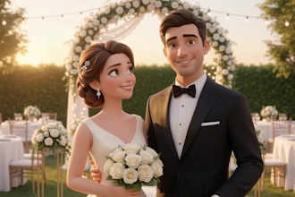 create a 3d animated romantic couple love story video