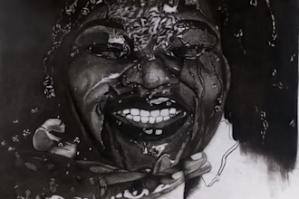create realistic detailed charcoal pencil drawing